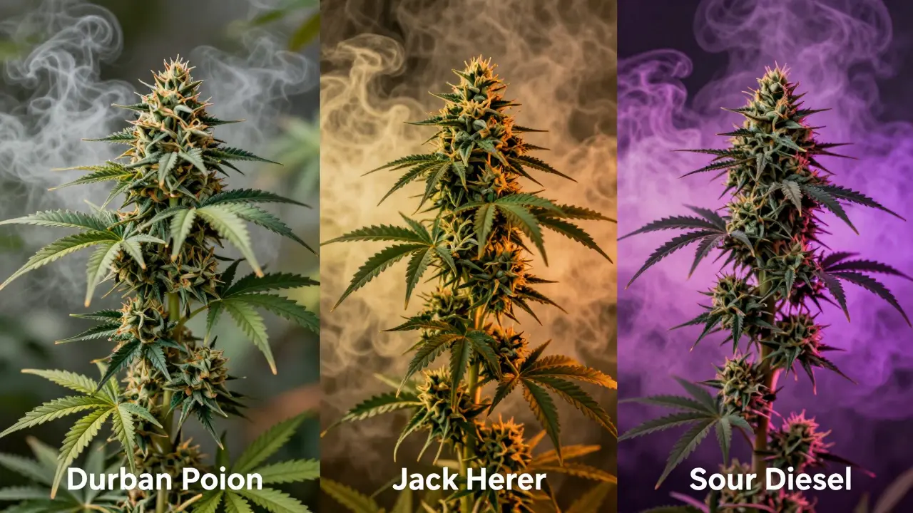Trojice odrůd Durban Poison, Jack Herer a Sour Diesel