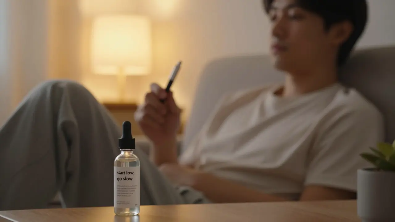 Člověk relaxující s vapem v útulném obývacím pokoji