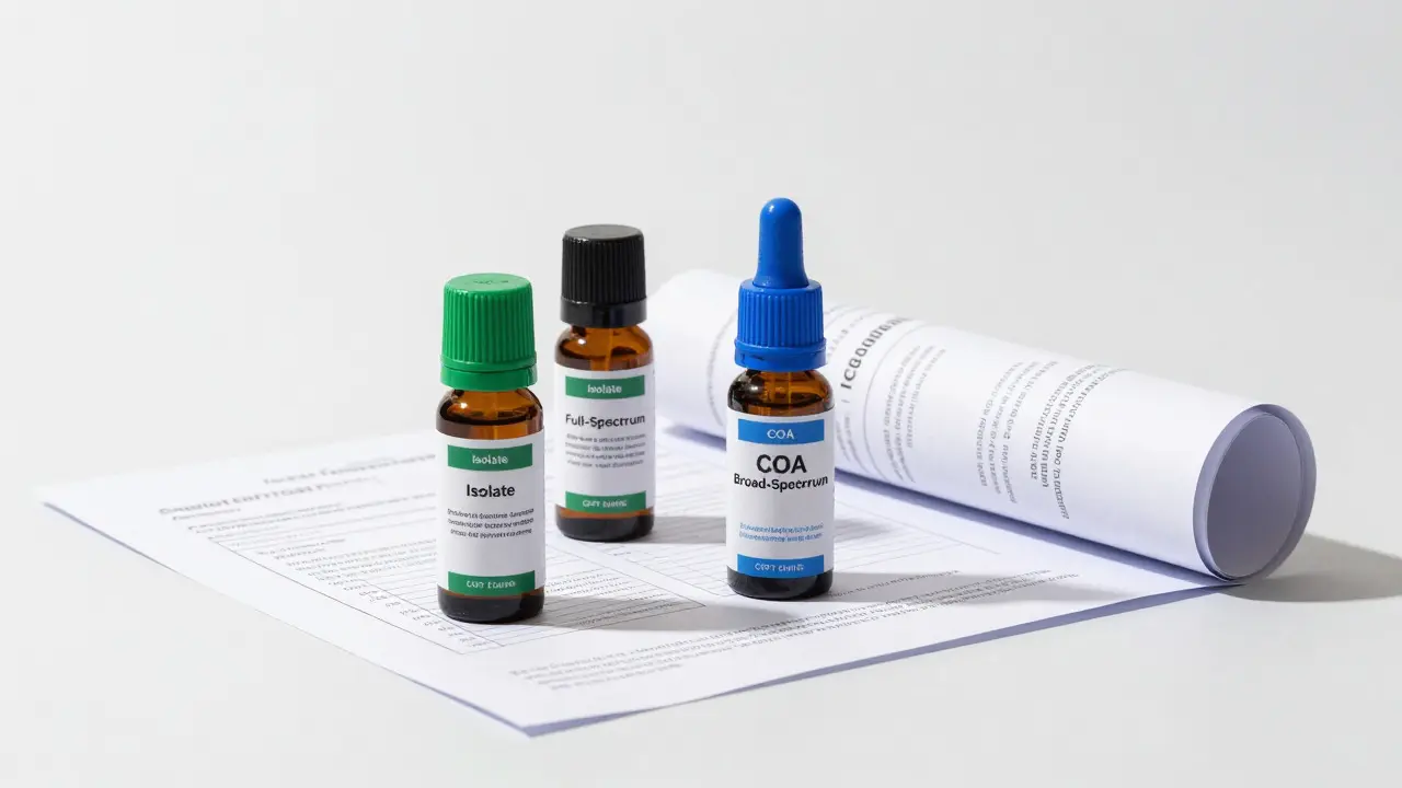 Lahvičky s různými typy CBD krému a certifikát analýzy