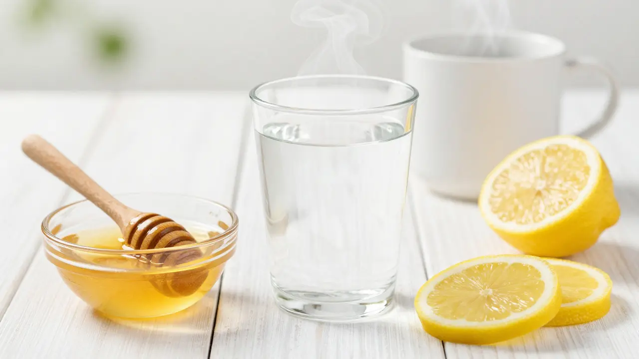 Voda, med a citron jako přírodní pomoc při kašli