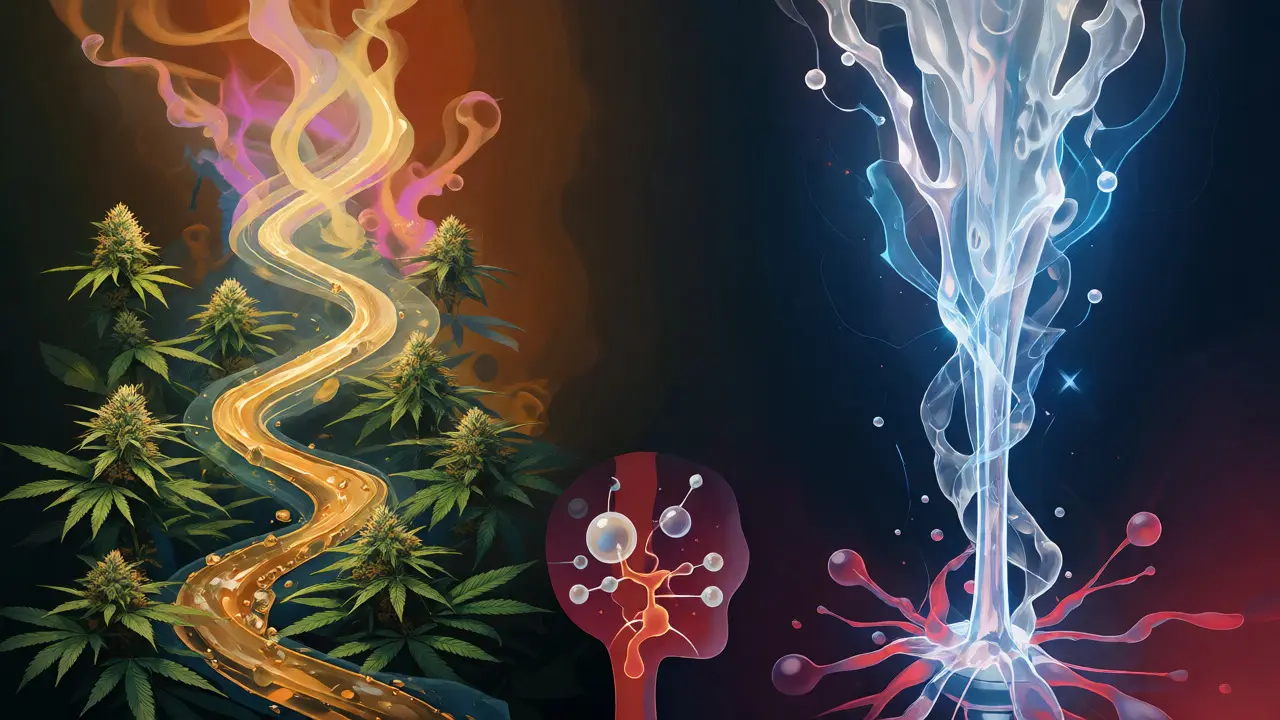 Konceptuální ilustrace rozdílu v rychlosti nástupu účinku mezi pomalým tokem a rychlým proudem